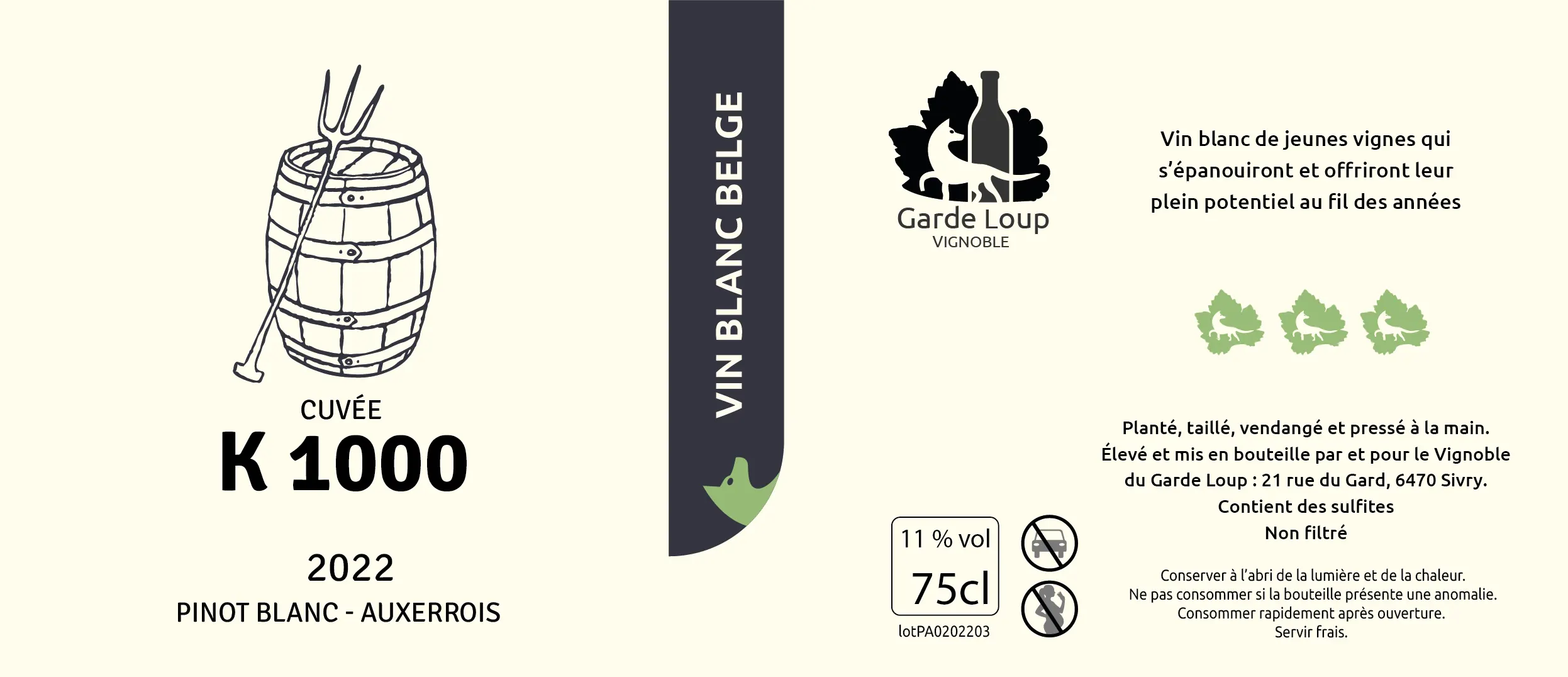 Etiquette de la cuvée 'K1000'